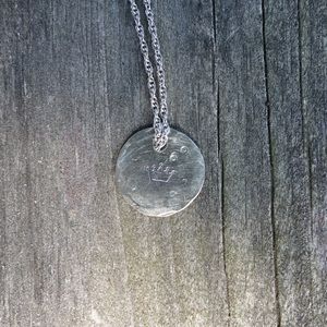 Custom hand made distressed nickel crown pendant
